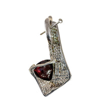 Load image into Gallery viewer, Vintage 925 Sterling Silver Modernist Pendant Trillion Cut Garnet Red Gemstone
