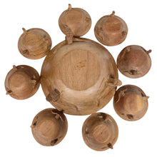 Load image into Gallery viewer, Vintage 1970s Hand Carved Wood Longhorn Steer Salad Set | Large Bowl &amp; 8 Small Bowls
