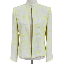 Load image into Gallery viewer, Albert Nipon Sequined Beaded Evening Jacket Size 6 Yellow White Floral Party Cocktail
