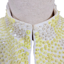 Load image into Gallery viewer, Albert Nipon Sequined Beaded Evening Jacket Size 6 Yellow White Floral Party Cocktail
