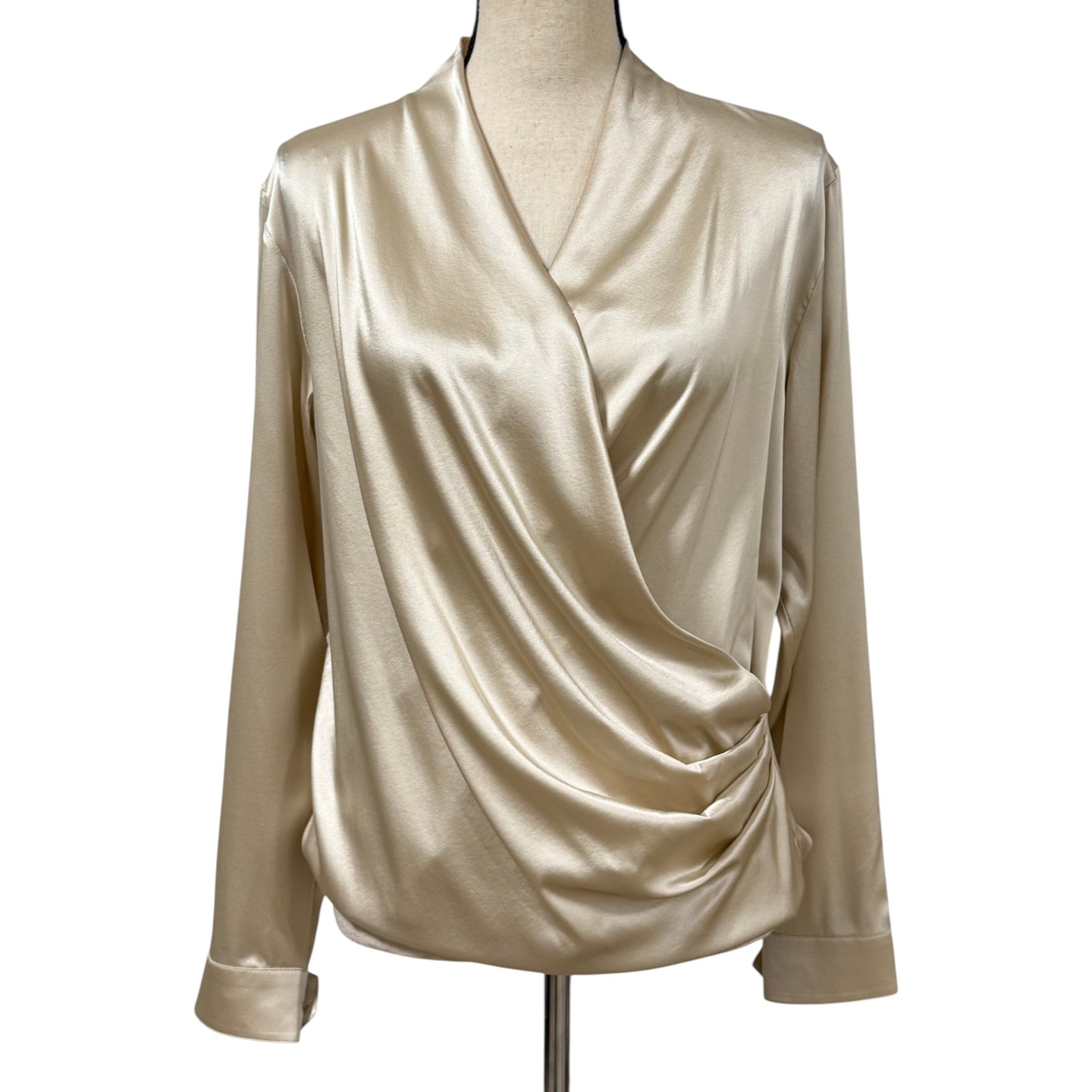 100% Silk Champagne Blouse Size Small