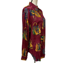 Load image into Gallery viewer, VTG 90s Equestrian Gold Baroque Saddle Scarf Style Button up Shirt L/XL
