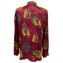 Load image into Gallery viewer, VTG 90s Equestrian Gold Baroque Saddle Scarf Style Button up Shirt L/XL
