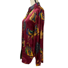 Load image into Gallery viewer, VTG 90s Equestrian Gold Baroque Saddle Scarf Style Button up Shirt L/XL
