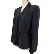 Load image into Gallery viewer, VTG Black Boxy 100% Silk Blazer Size 8
