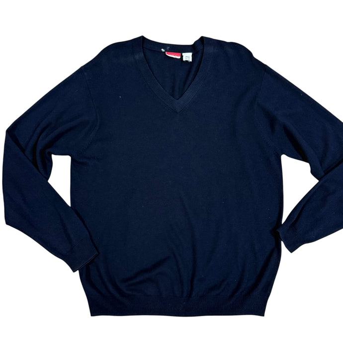 VTG Polo by Ralph Lauren Navy V-Neck Sweater Silk Wool Blend Size Large