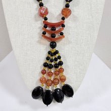 Load image into Gallery viewer, Vintage Carnelian &amp; Black Onyx Statement Pendant Necklace

