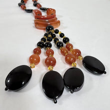 Load image into Gallery viewer, Vintage Carnelian &amp; Black Onyx Statement Pendant Necklace
