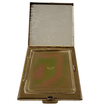 Load image into Gallery viewer, 1950s Black White &amp; Gold Enamel Striped Powder Compact
