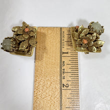 Load image into Gallery viewer, Mid Century Gold Tone Floral Statement Clip On Earrings
