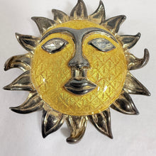 Load image into Gallery viewer, Vintage Celestial Enamel Sun Face Brooch
