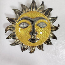 Load image into Gallery viewer, Vintage Celestial Enamel Sun Face Brooch
