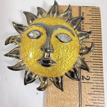 Load image into Gallery viewer, Vintage Celestial Enamel Sun Face Brooch
