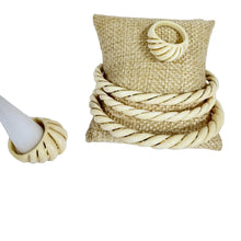 Load image into Gallery viewer, Vintage Carved Natural Bone Jewelry Set 3 Twist Bangles 2 Swirl Dome Rings Gold Wire

