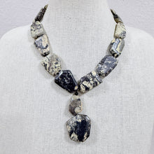 Load image into Gallery viewer, Chunky Artisan Stone Statement Necklace Hook Clasp 19"

