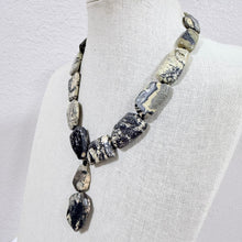 Load image into Gallery viewer, Chunky Artisan Stone Statement Necklace Hook Clasp 19"
