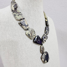 Load image into Gallery viewer, Chunky Artisan Stone Statement Necklace Hook Clasp 19"
