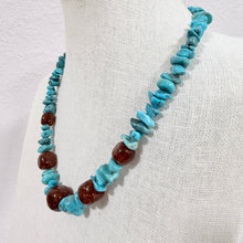 Load image into Gallery viewer, Sterling Silver 925 Chunky Turquoise &amp; Amber Resin Statement Bead Necklace
