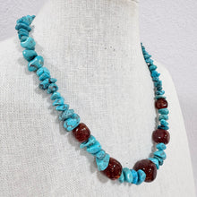 Load image into Gallery viewer, Sterling Silver 925 Chunky Turquoise &amp; Amber Resin Statement Bead Necklace
