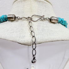 Load image into Gallery viewer, Sterling Silver 925 Chunky Turquoise &amp; Amber Resin Statement Bead Necklace
