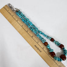 Load image into Gallery viewer, Sterling Silver 925 Chunky Turquoise &amp; Amber Resin Statement Bead Necklace
