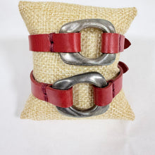 Load image into Gallery viewer, UNOde50 Red Leather Silver Buckle Bracelets Spain Artisan
