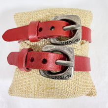 Load image into Gallery viewer, UNOde50 Red Leather Silver Buckle Bracelets Spain Artisan
