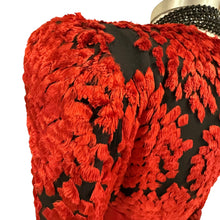 Load image into Gallery viewer, VTG 80s Diane Dickinson Saks Fifth Avenue Eyelash Clip Spot Dress Red Black Medium
