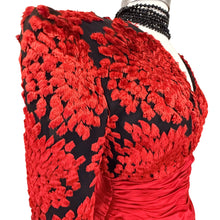 Load image into Gallery viewer, VTG 80s Diane Dickinson Saks Fifth Avenue Eyelash Clip Spot Dress Red Black Medium
