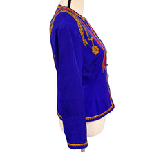 Load image into Gallery viewer, Vintage 90s Purple Silk Baroque Blazer Jacket Size 6P
