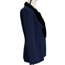Load image into Gallery viewer, Vintage USA Navy Wool Blazer with Velvet Lapels Size Medium
