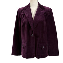Load image into Gallery viewer, Plum Velvet Blazer Jacket Size Large
