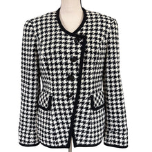 Load image into Gallery viewer, 90s David Hayes Wool Houndstooth Asymmetrical Blazer Jacket Size 8
