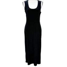 Load image into Gallery viewer, 90s Long Black Velvet Sheath Dress Size 12
