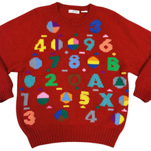 Load image into Gallery viewer, Vintage K-Factory by Nobuo Ikeda Red Wool Alphanumeric Intarsia Knit Sweater
