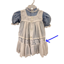 Load image into Gallery viewer, Vintage 80s Bryan Blue Floral White Lace Ruffle Pinafore Toddler Dress
