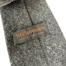 Load image into Gallery viewer, 80s YSL Minimalist Embroidered Logo Grey Wool Necktie
