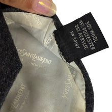 Load image into Gallery viewer, 80s YSL Minimalist Embroidered Logo Grey Wool Necktie
