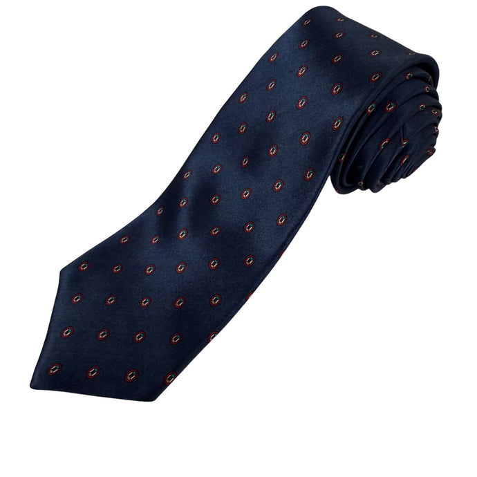 Vintage 80s Christian Dior Navy Blue Silk Necktie Made in Italy