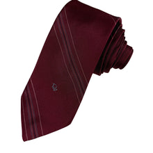 Load image into Gallery viewer, 1980s Christian Dior Maroon Red Striped Tie  Made in USA
