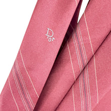 Load image into Gallery viewer, 1980s Christian Dior Maroon Red Striped Tie  Made in USA
