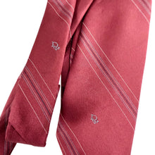 Load image into Gallery viewer, 1980s Christian Dior Maroon Red Striped Tie  Made in USA
