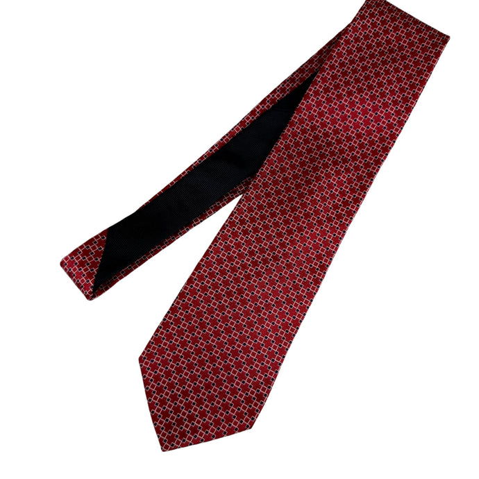 VTG Tommy Hilfiger Geometric Print Red Silk Necktie
