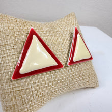 Load image into Gallery viewer, Vintage Red &amp; Cream Geometric Earrings
