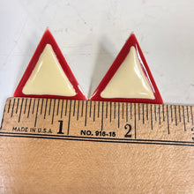 Load image into Gallery viewer, Vintage Red &amp; Cream Geometric Earrings
