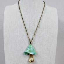 Load image into Gallery viewer, Vintage 1970s Swirled Enamel Mushroom Pendant Necklace

