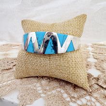 Load image into Gallery viewer, Vintage Mexico Sterling Silver Turquoise Inlay Bracelet
