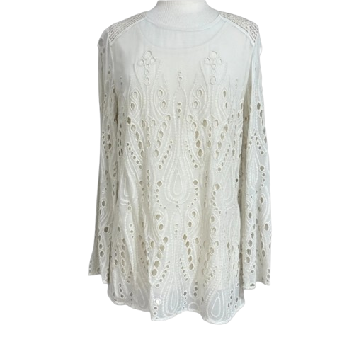 Chicos Cottage White Eyelet Tunic Size 1 NWT