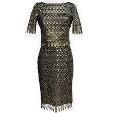 Load image into Gallery viewer, Badgley Mischka Bronze Lace Sequin Sheath Dress NWT Size 6 SC1542 Cocktail Party
