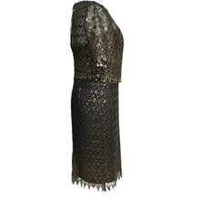 Load image into Gallery viewer, Badgley Mischka Bronze Lace Sequin Sheath Dress NWT Size 6 SC1542 Cocktail Party
